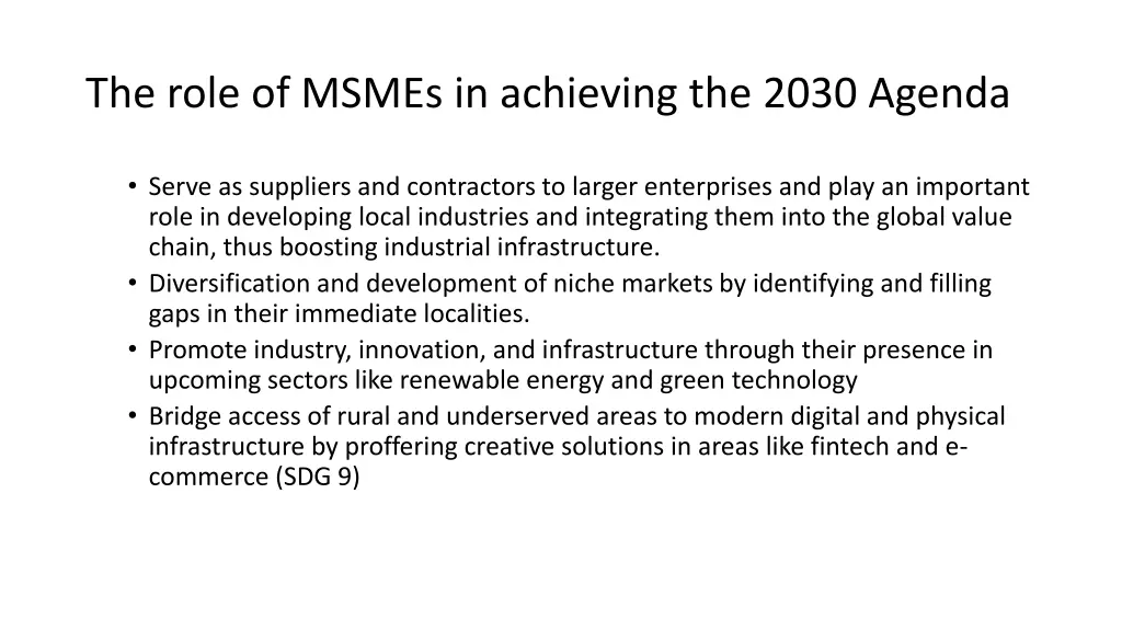 the role of msmes in achieving the 2030 agenda 1