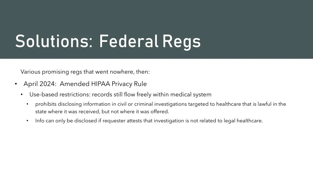 solutions federal regs