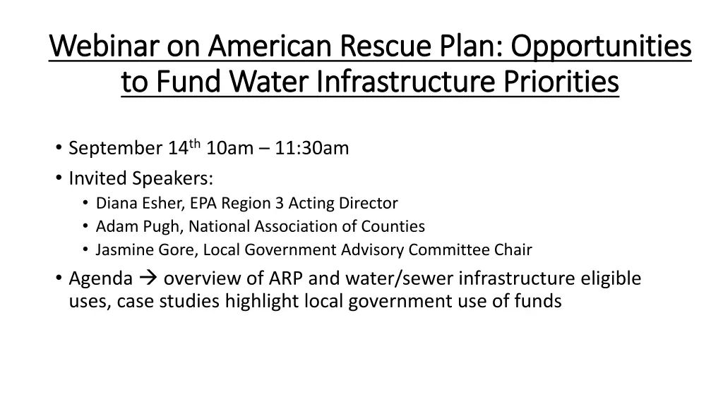 webinar on american rescue plan opportunities