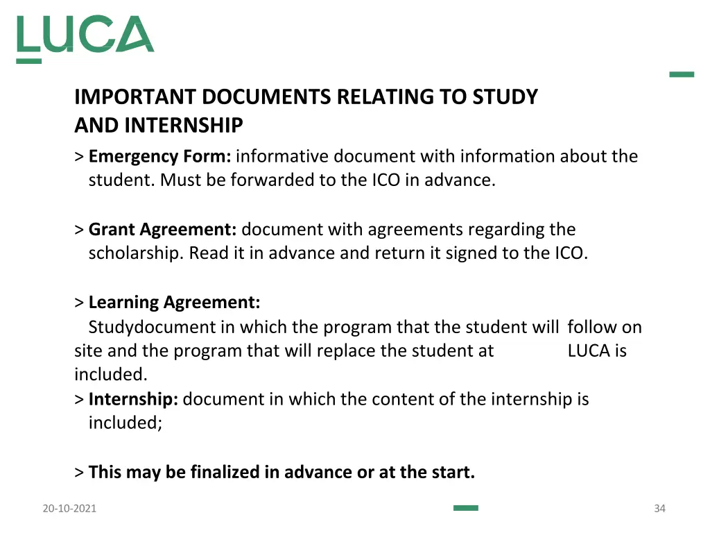 important documents relating to study