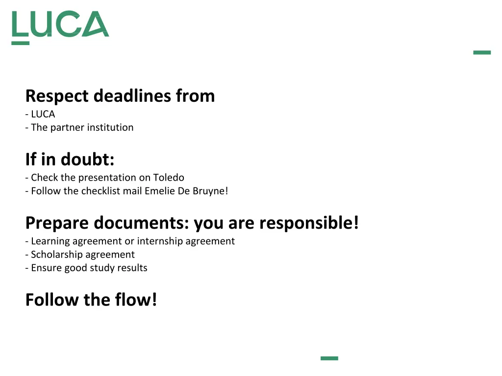 respect deadlines from luca the partner