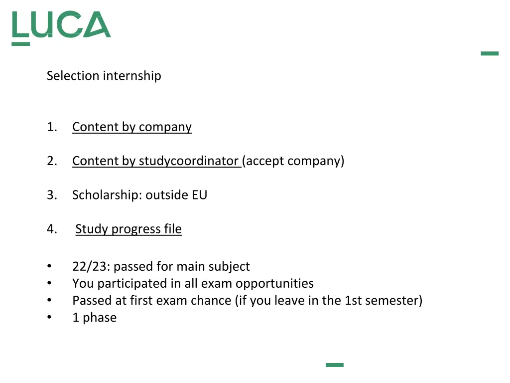 selection internship