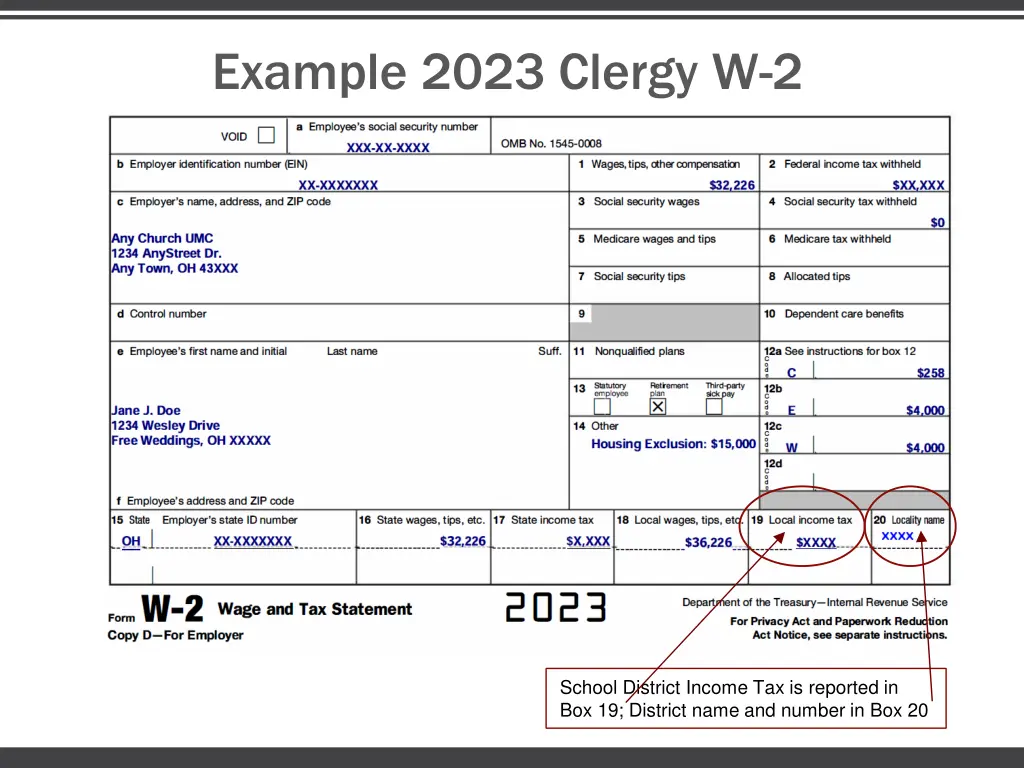example 2023 clergy w 2