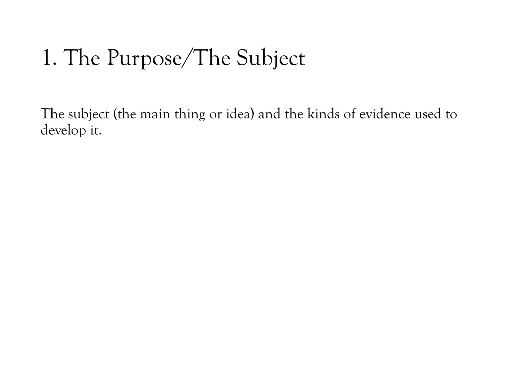 1 the purpose the subject