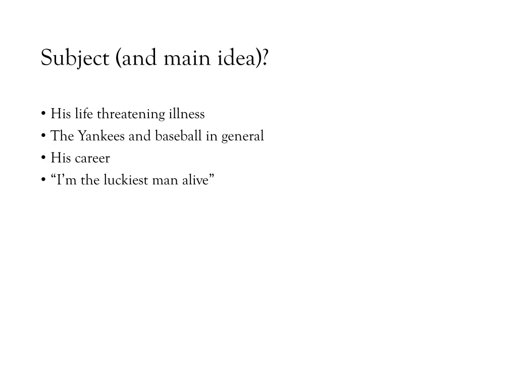 subject and main idea