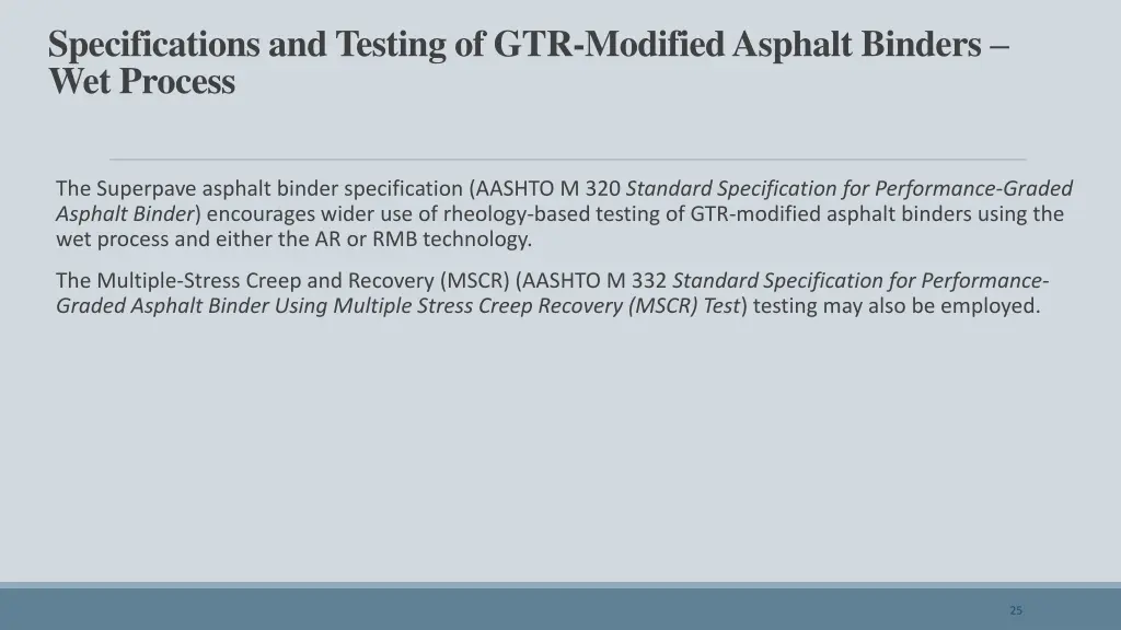 specifications and testing of gtr modified