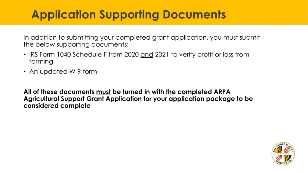 application supporting documents