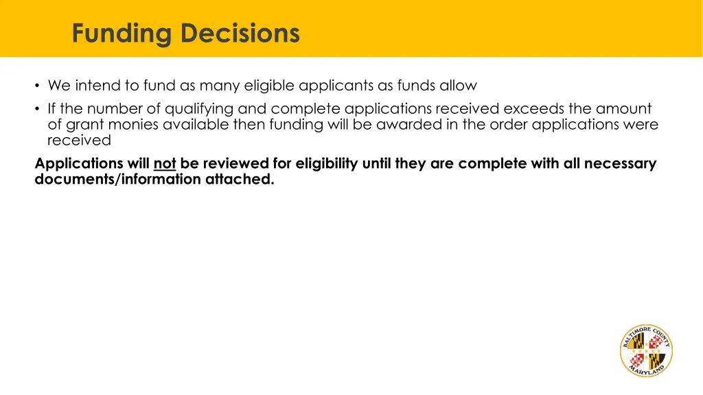 funding decisions