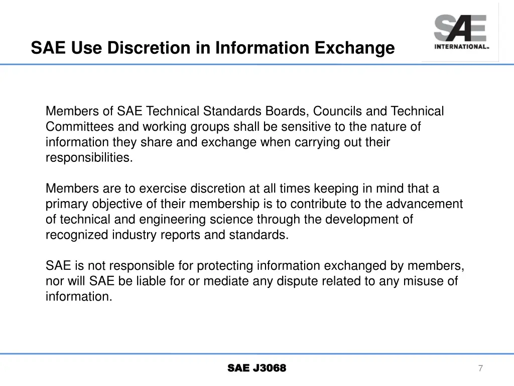 sae use discretion in information exchange