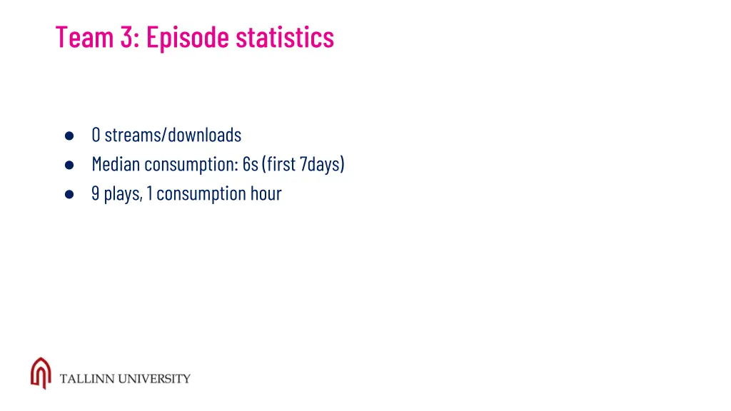 team 3 episode statistics