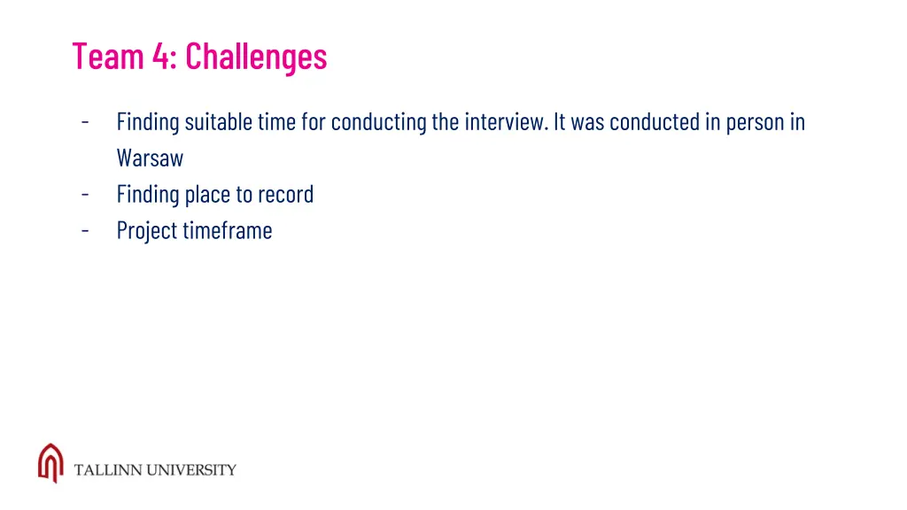 team 4 challenges