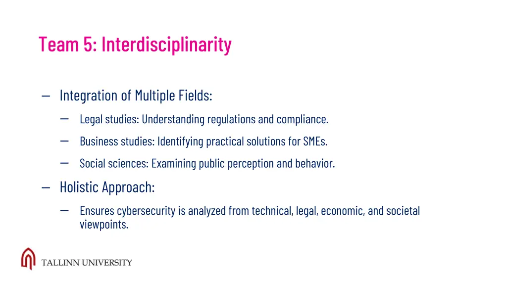 team 5 interdisciplinarity