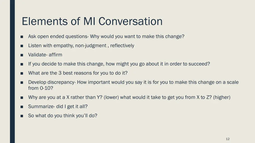 elements of mi conversation