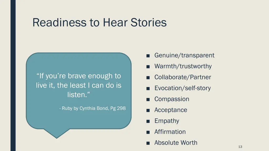 readiness to hear stories