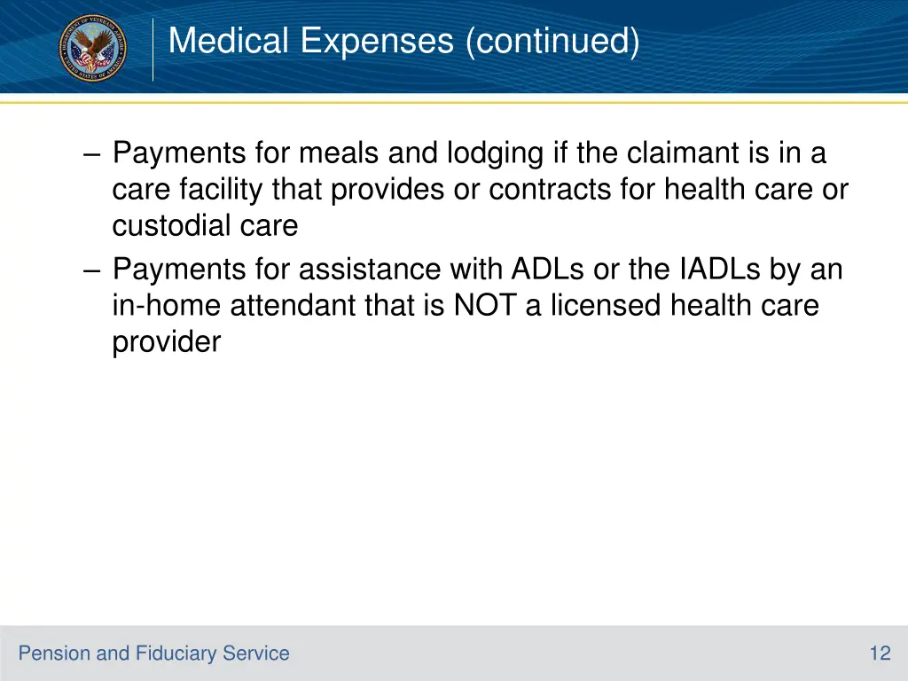 medical expenses continued