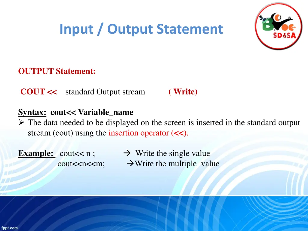 input output statement 1