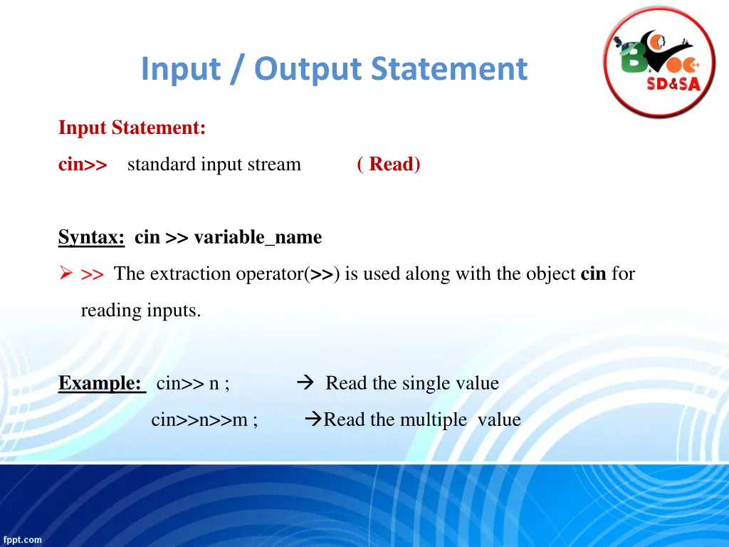 input output statement