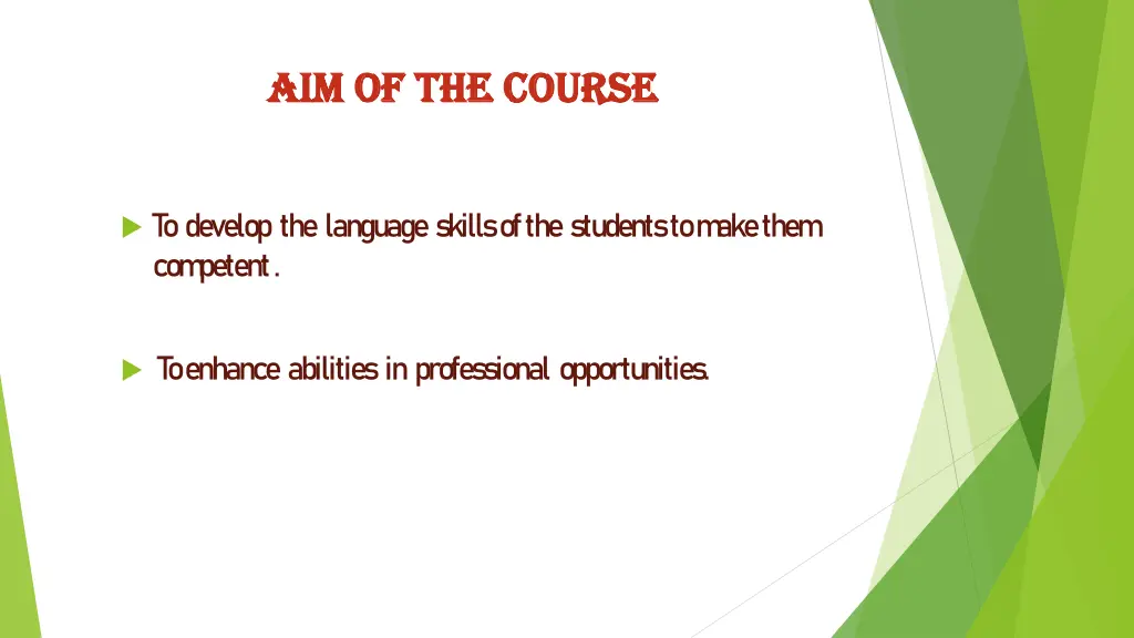 aim of the course aim of the course