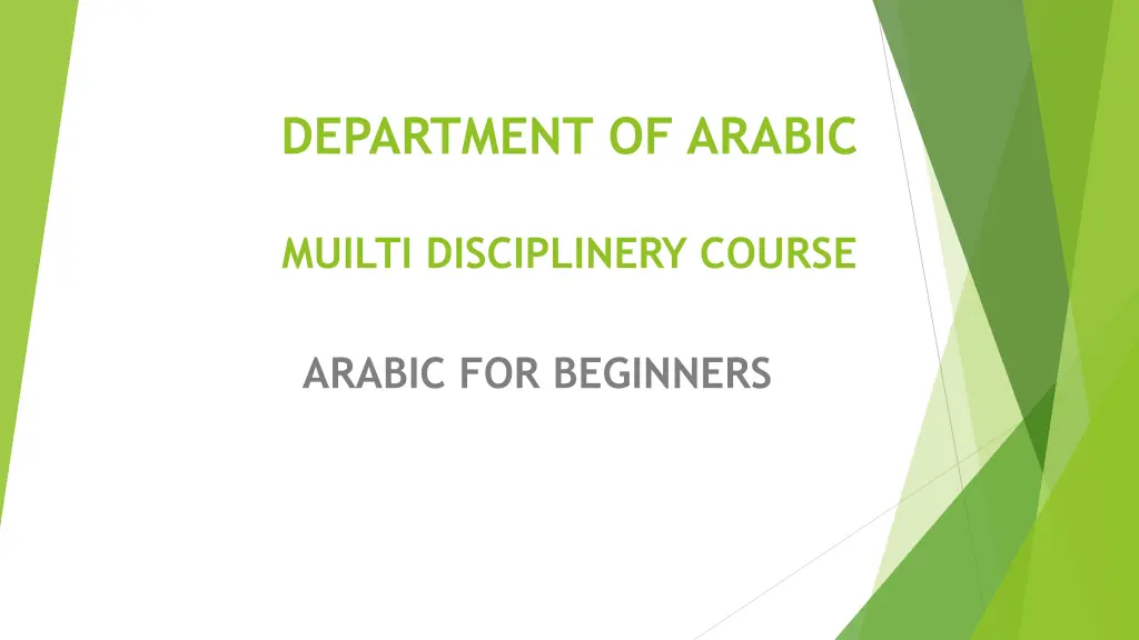department of arabic