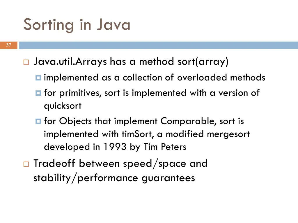 sorting in java