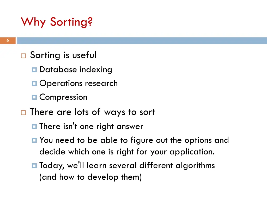why sorting