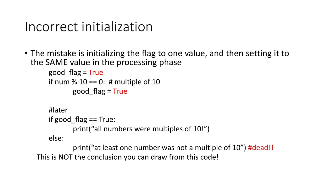 incorrect initialization