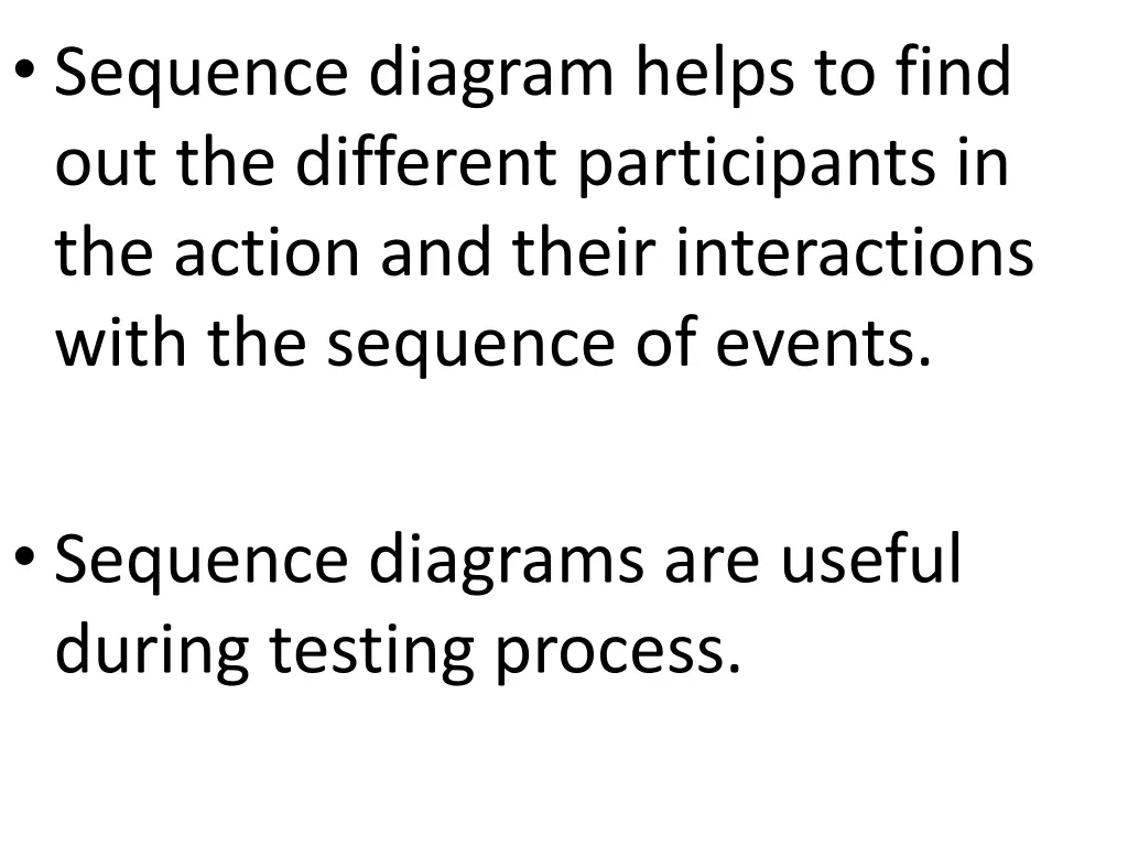 sequence diagram helps to find out the different