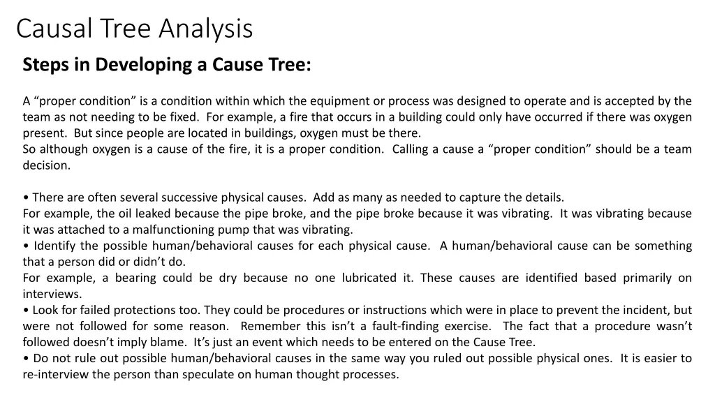 causal tree analysis steps in developing a cause