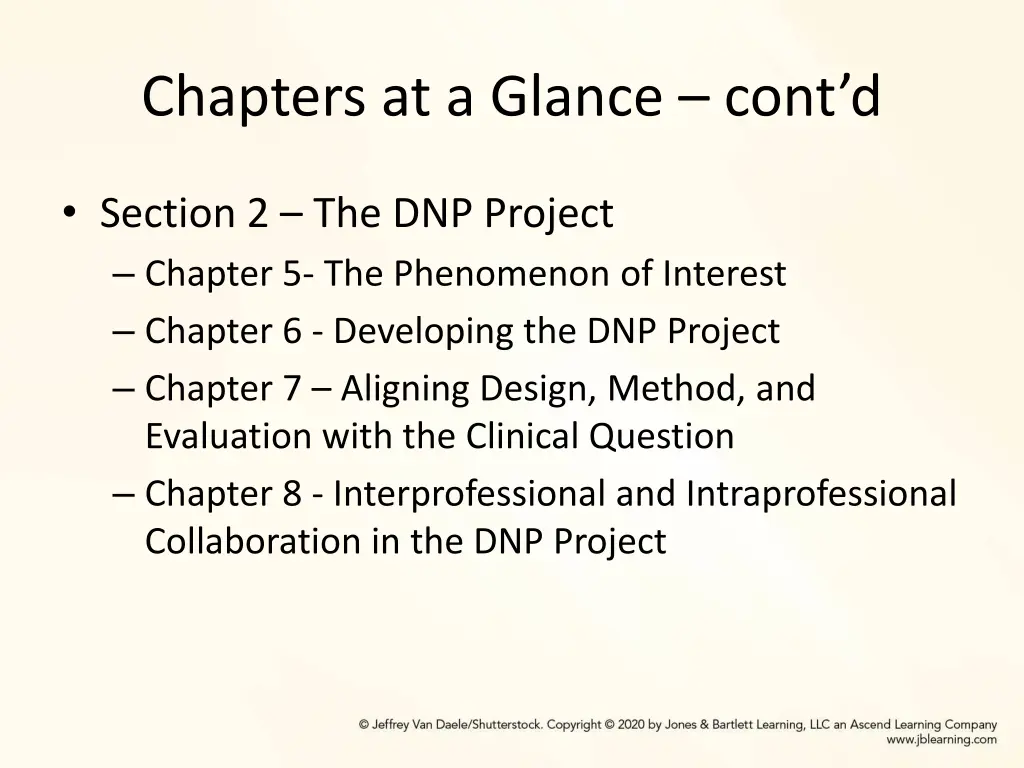 chapters at a glance cont d