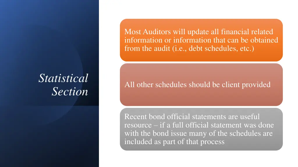 most auditors will update all financial related