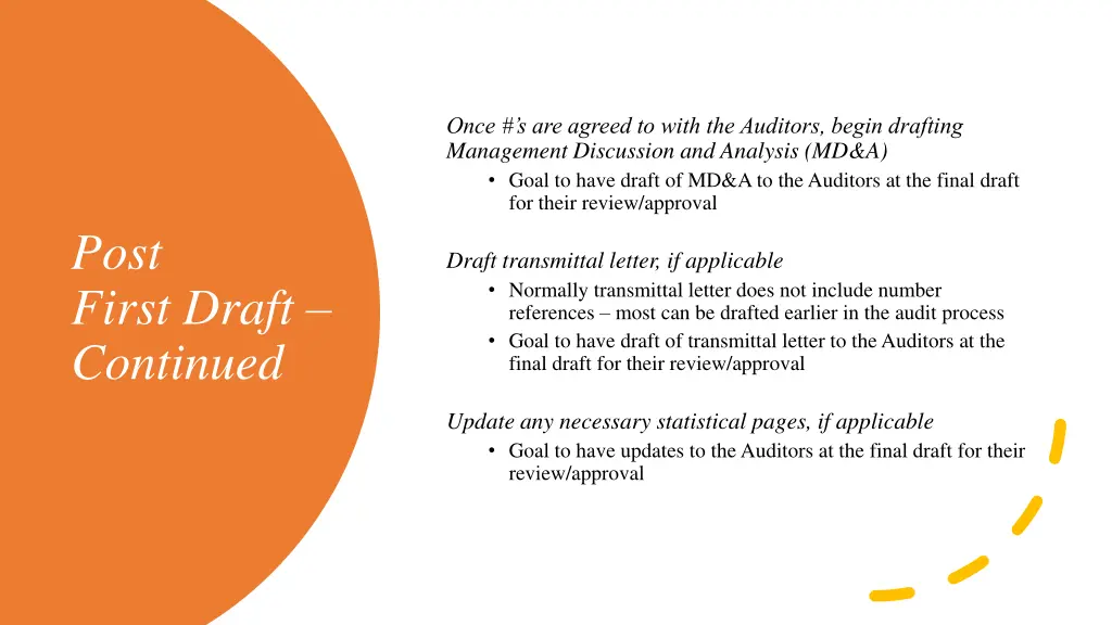 once s are agreed to with the auditors begin