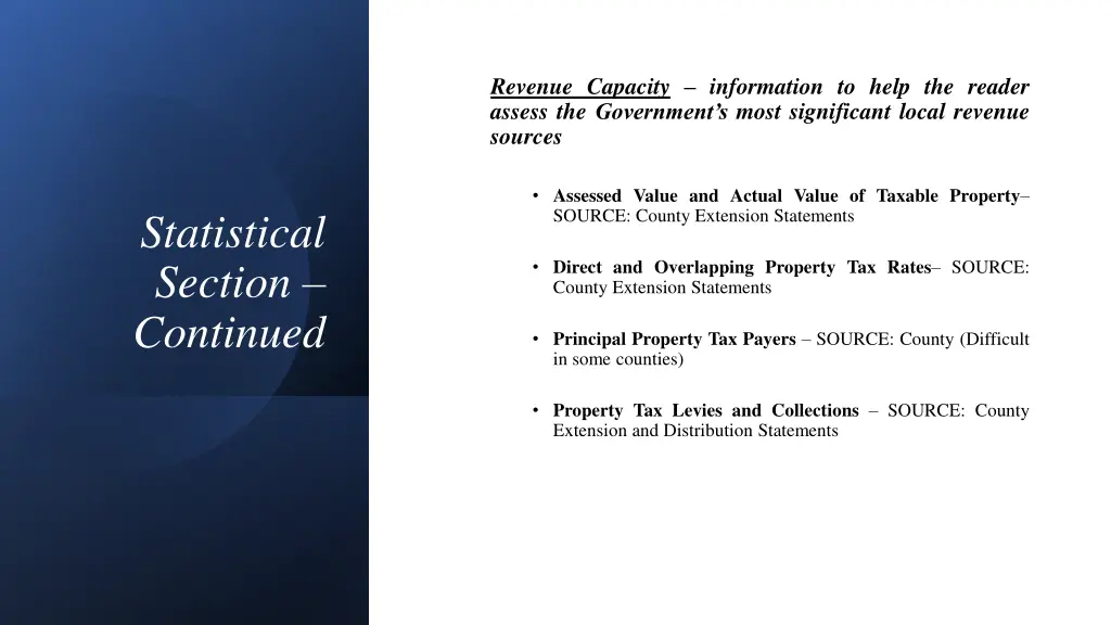 revenue capacity information to help the reader