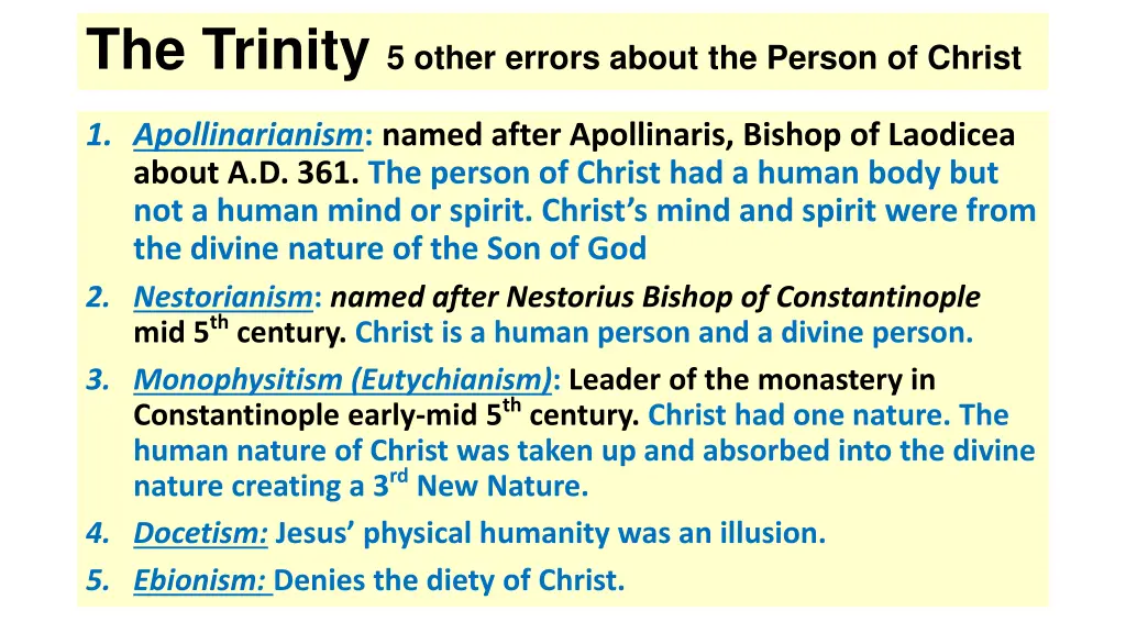 the trinity 5 other errors about the person
