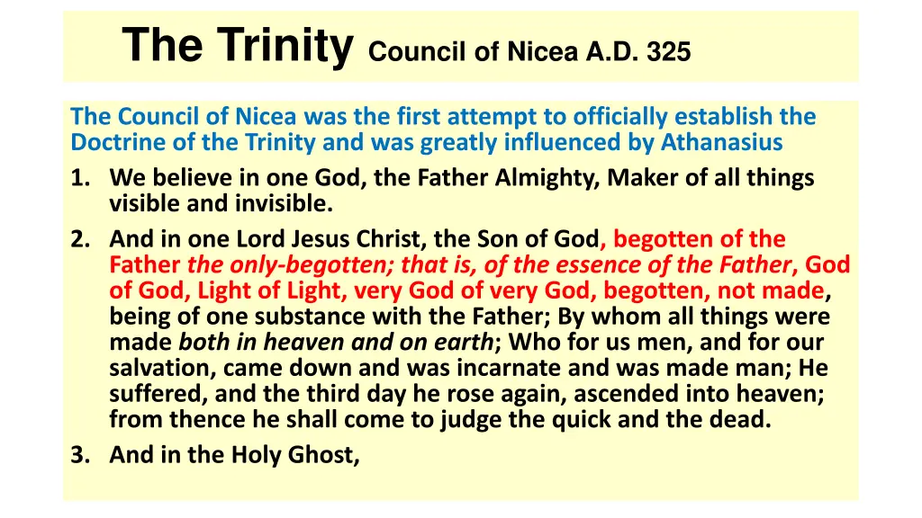 the trinity council of nicea a d 325