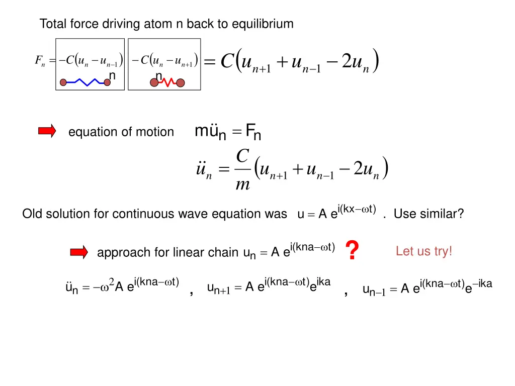total force driving atom n back to equilibrium 6