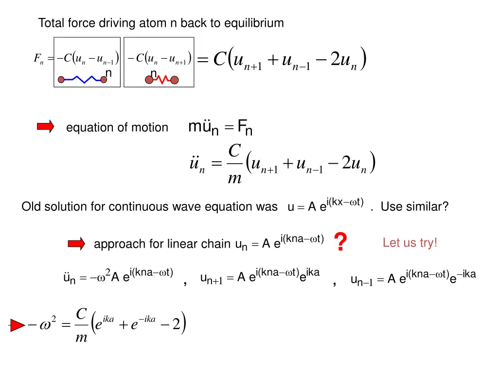 total force driving atom n back to equilibrium 7