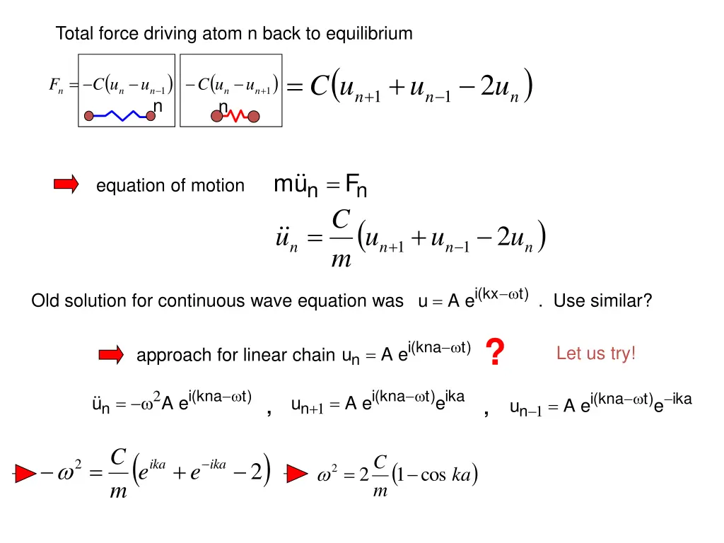 total force driving atom n back to equilibrium 8