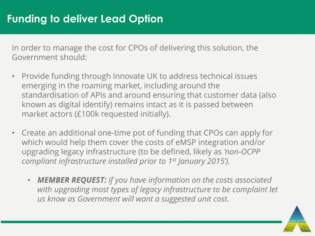 funding to deliver lead option