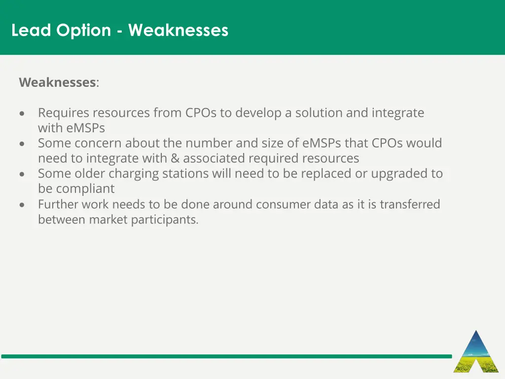 lead option weaknesses