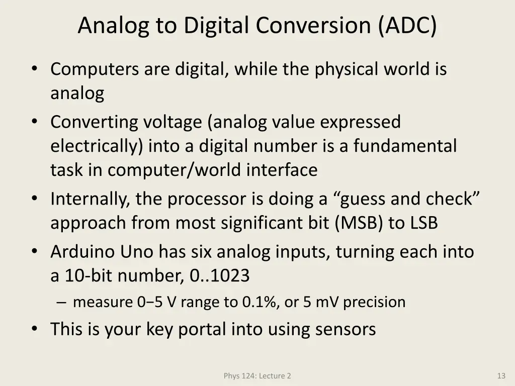 analog to digital conversion adc