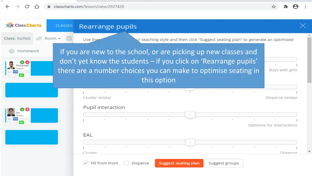 if you are new to the school or are picking