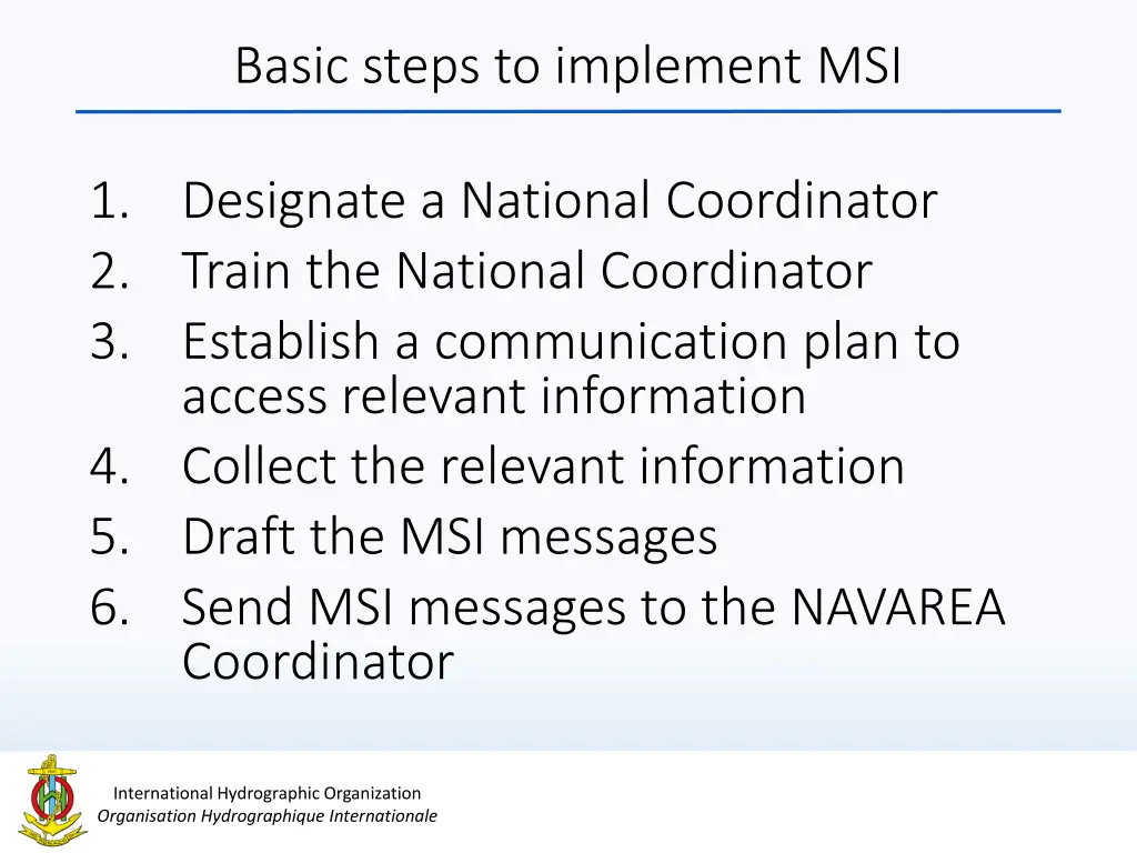 basic steps to implement msi 1