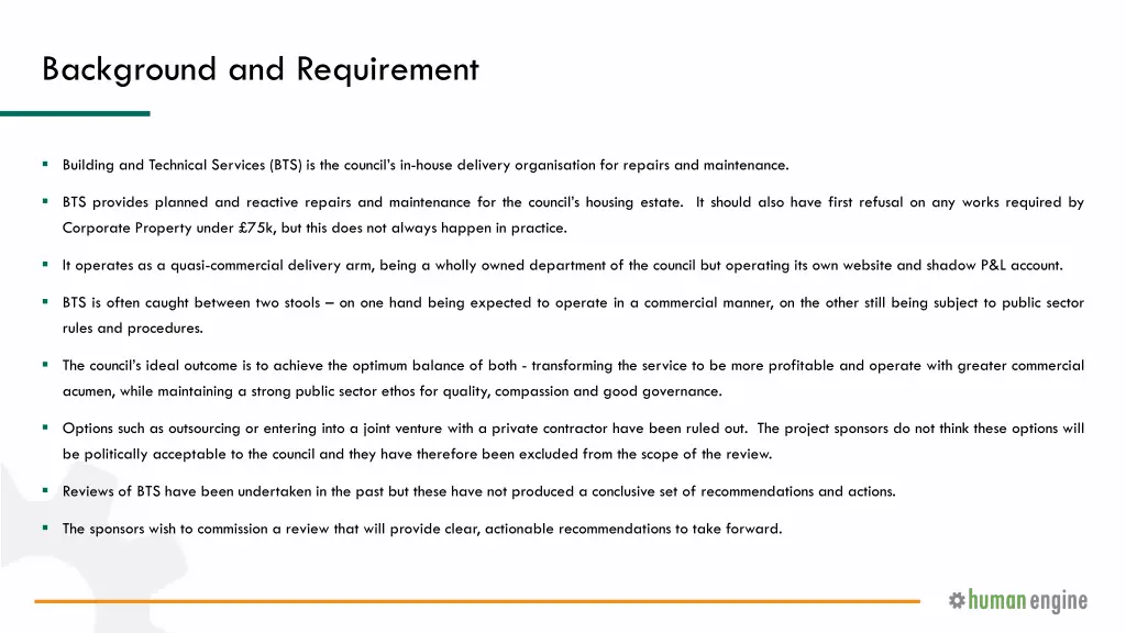 background and requirement