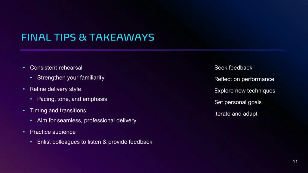 final tips takeaways