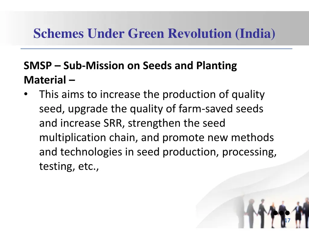 schemes under green revolution india 6