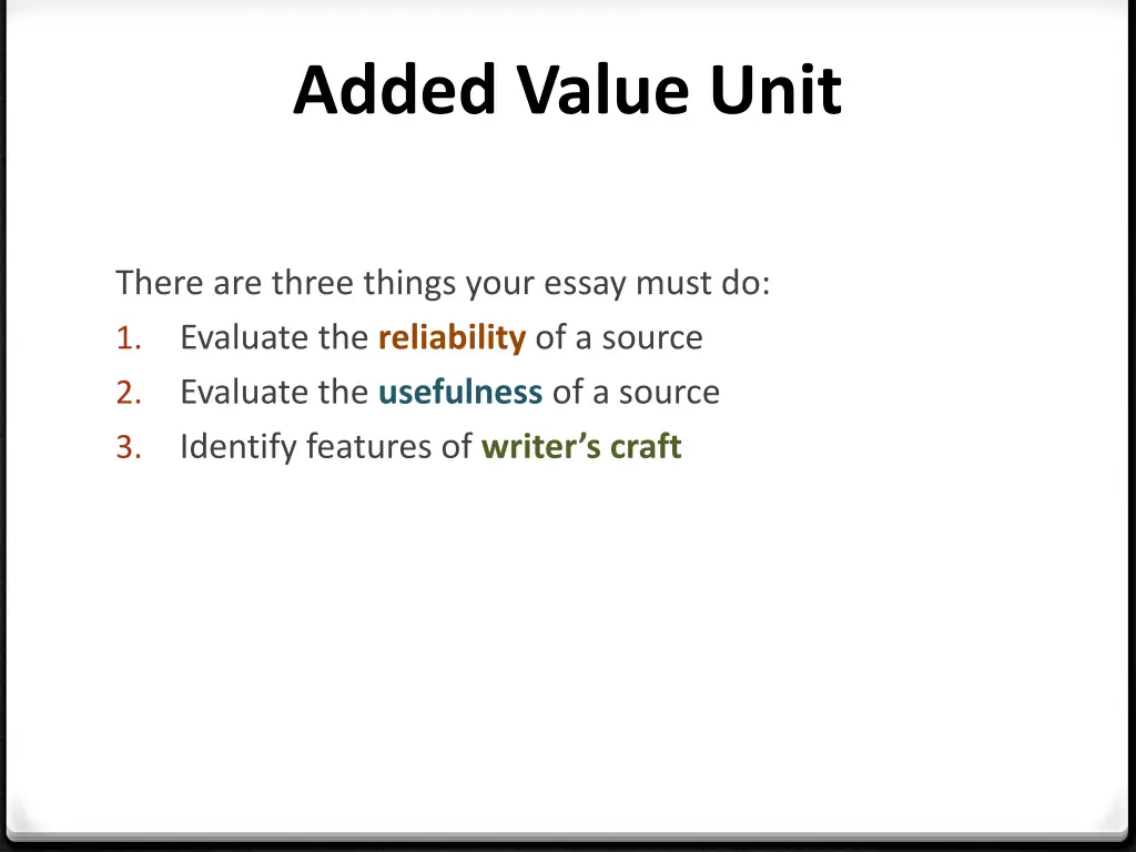 added value unit