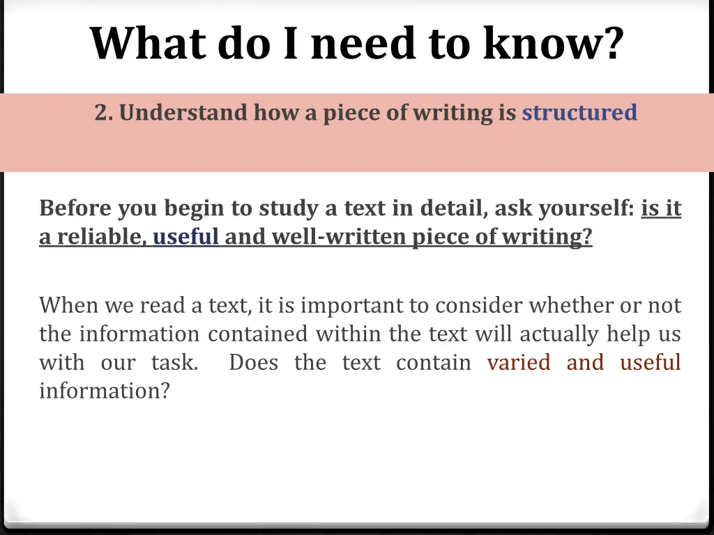 what do i need to know 1