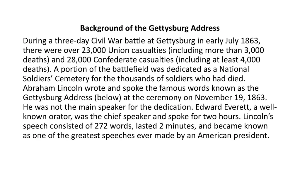 background of the gettysburg address during