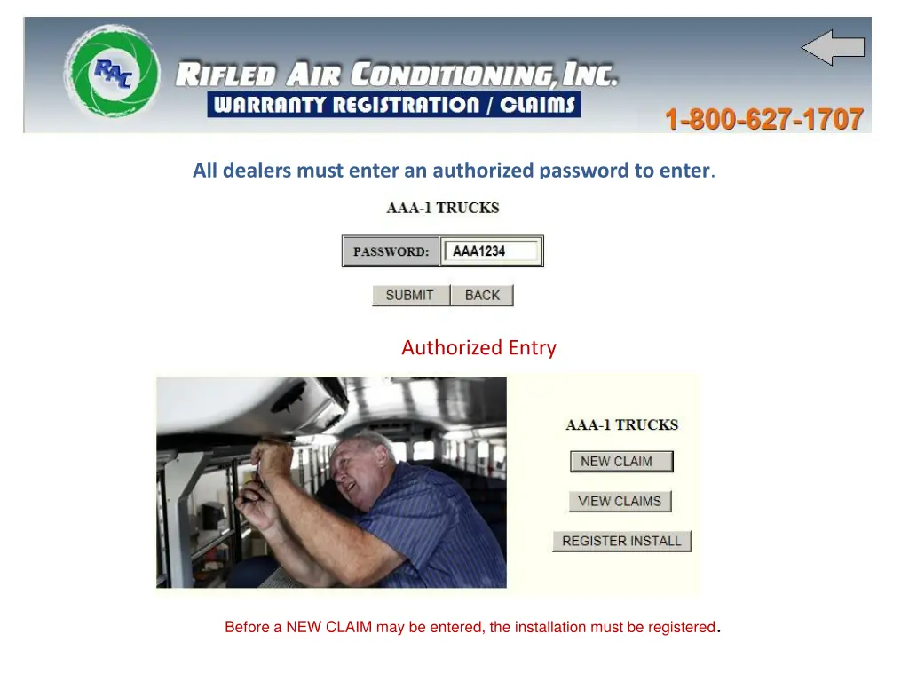 all dealers must enter an authorized password
