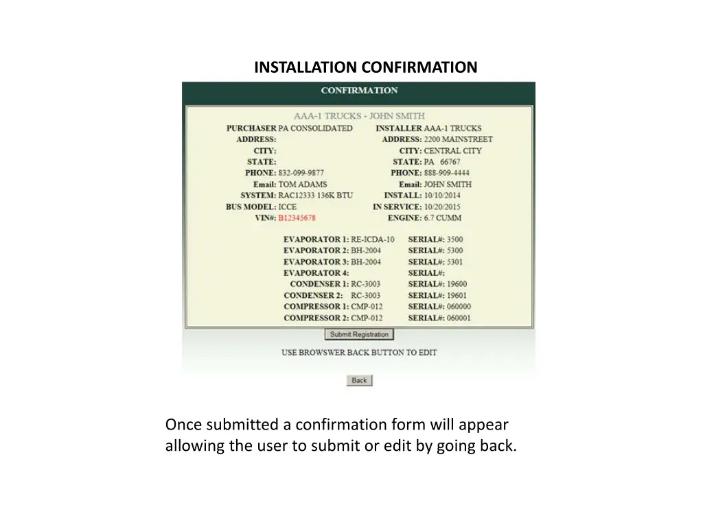 installation confirmation